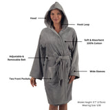 Alpine Swiss Stacy Women Hooded Bathrobe Cotton Terry Cloth Robe for Women Super – Gray
