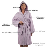 Alpine Swiss Stacy Women Hooded Bathrobe Cotton Terry Cloth Robe for Women Super – Lilac