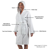 Alpine Swiss Stacy Women Hooded Bathrobe Cotton Terry Cloth Robe for Women Super – White