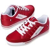 Alpine Swiss Mens Retro Sneakers Euro Vintage Inspired Low Top Shoes Suede Trim – Red