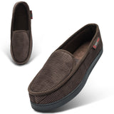 Alpine Swiss Wide Mens Slippers Steve Moccasin House Shoes Memory Foam Insole – Brown