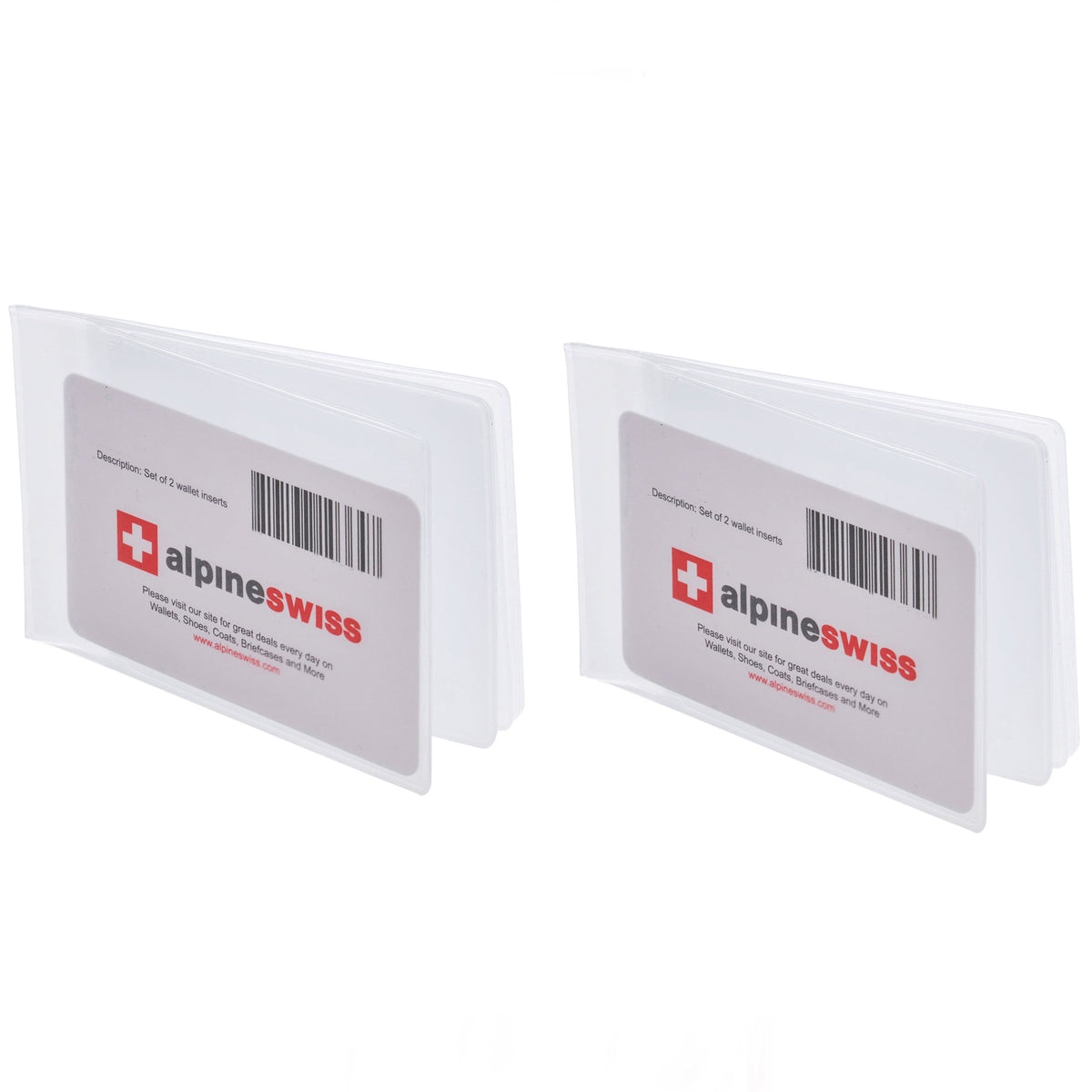 Alpine Swiss Set of 2 Wallet Inserts 6 Pages Credit Card Holder Picture Windows – Clear