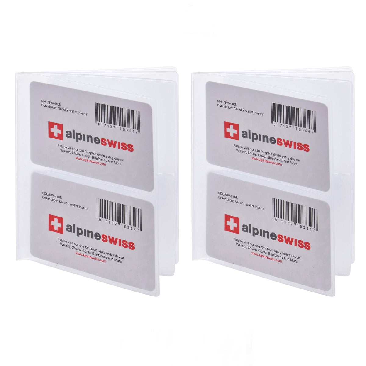Alpine Swiss Set of 2 Hipster Wallet Plastic Inserts 6 Page Picture Card Holders – Clear