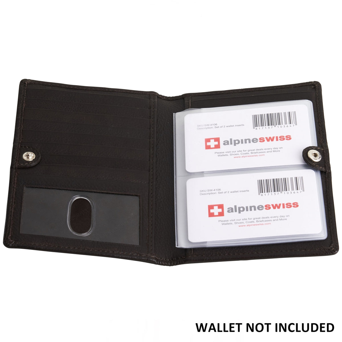 Alpine Swiss Set of 2 Hipster Wallet Plastic Inserts 6 Page Picture Card Holders – Clear