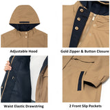 Alpine Swiss Womens Hooded Rain Jacket Long Raincoat Trench Coat Windbreaker – Tan