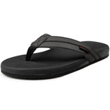 Alpine Swiss Trey Mens Flip Flops Cushion Thong Beach Sandals for Men Non-Slip Sole – Black