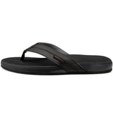 Alpine Swiss Trey Mens Flip Flops Cushion Thong Beach Sandals for Men Non-Slip Sole – Black