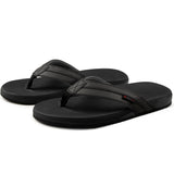 Alpine Swiss Trey Mens Flip Flops Cushion Thong Beach Sandals for Men Non-Slip Sole – Black