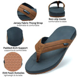 Alpine Swiss Trey Mens Flip Flops Cushion Thong Beach Sandals for Men Non-Slip Sole – Tan