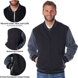 Alpine Swiss Tyler Men’s Varsity Jacket Classic Letterman Coat Baseball Bomber – Black Gray