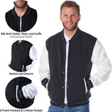 Alpine Swiss Tyler Men’s Varsity Jacket Classic Letterman Coat Baseball Bomber – Black White
