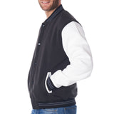 Alpine Swiss Tyler Men’s Varsity Jacket Classic Letterman Coat Baseball Bomber – Black White