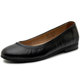 Alpine Swiss Wendy Womens Leather Ballet Flats Classic Round Toe Slip On Shoes – Black Leather