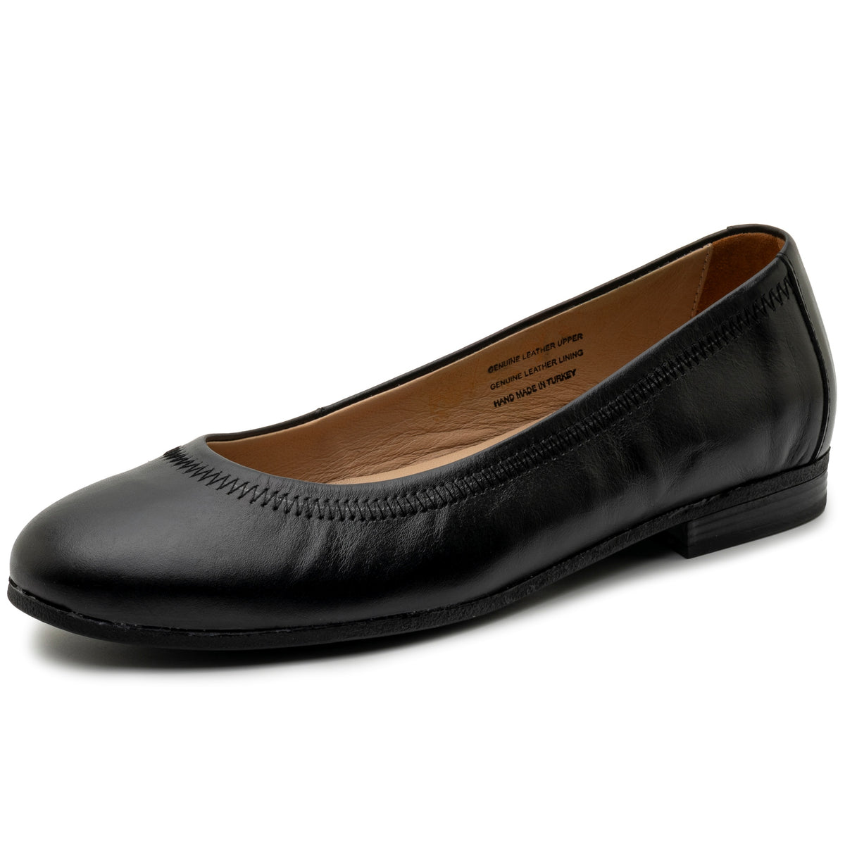 Alpine Swiss Wendy Womens Leather Ballet Flats Classic Round Toe Slip On Shoes – Black Leather