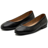 Alpine Swiss Wendy Womens Leather Ballet Flats Classic Round Toe Slip On Shoes – Black Leather
