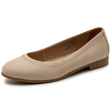 Alpine Swiss Wendy Womens Leather Ballet Flats Classic Round Toe Slip On Shoes – Cream Leather