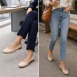 Alpine Swiss Wendy Womens Leather Ballet Flats Classic Round Toe Slip On Shoes – Cream Leather