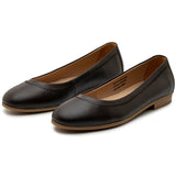 Alpine Swiss Wendy Womens Leather Ballet Flats Classic Round Toe Slip On Shoes – Dark Brown Leather