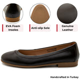 Alpine Swiss Wendy Womens Leather Ballet Flats Classic Round Toe Slip On Shoes – Dark Brown Leather