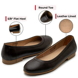 Alpine Swiss Wendy Womens Leather Ballet Flats Classic Round Toe Slip On Shoes – Dark Brown Leather