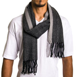 Alpine Swiss Mens Scarf Soft Knit Winter Scarves Plaid Striped or Solid Neck – Gray