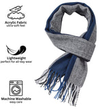Alpine Swiss Mens Scarf Soft Knit Winter Scarves Plaid Striped or Solid Neck – Black Blue Stripe