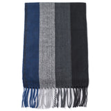 Alpine Swiss Mens Scarf Soft Knit Winter Scarves Plaid Striped or Solid Neck – Black Blue Stripe