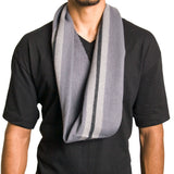 Alpine Swiss Mens Scarf Soft Knit Winter Scarves Plaid Striped or Solid Neck – Gray Stripe