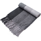 Alpine Swiss Mens Scarf Soft Knit Winter Scarves Plaid Striped or Solid Neck – Black Gray