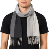 Alpine Swiss Mens Scarf Soft Knit Winter Scarves Plaid Striped or Solid Neck – Black Gray