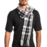 Alpine Swiss Mens Scarf Soft Knit Winter Scarves Plaid Striped or Solid Neck – Red Plaid