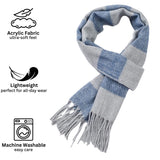 Alpine Swiss Mens Scarf Soft Knit Winter Scarves Plaid Striped or Solid Neck – Navy Gray Stripe