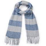 Alpine Swiss Mens Scarf Soft Knit Winter Scarves Plaid Striped or Solid Neck – Navy Gray Stripe