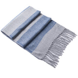 Alpine Swiss Mens Scarf Soft Knit Winter Scarves Plaid Striped or Solid Neck – Navy Gray Stripe