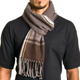 Alpine Swiss Mens Scarf Soft Knit Winter Scarves Plaid Striped or Solid Neck – Fall Plaid