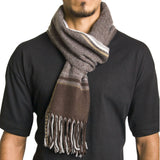 Alpine Swiss Mens Scarf Soft Knit Winter Scarves Plaid Striped or Solid Neck – Fall Plaid