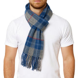 Alpine Swiss Mens Scarf Soft Knit Winter Scarves Plaid Striped or Solid Neck – Blue Gray Plaid