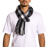 Alpine Swiss Mens Scarf Soft Knit Winter Scarves Plaid Striped or Solid Neck – Black Plaid