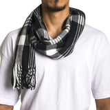 Alpine Swiss Mens Scarf Soft Knit Winter Scarves Plaid Striped or Solid Neck – Black Plaid