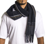 Alpine Swiss Mens Scarf Soft Knit Winter Scarves Plaid Striped or Solid Neck – Dusk Plaid