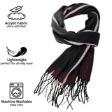 Alpine Swiss Mens Scarf Soft Knit Winter Scarves Plaid Striped or Solid Neck – Navy Gray Maroon