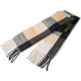 Alpine Swiss Mens Scarf Soft Knit Winter Scarves Plaid Striped or Solid Neck – Beige Plaid