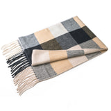 Alpine Swiss Mens Scarf Soft Knit Winter Scarves Plaid Striped or Solid Neck – Beige Plaid