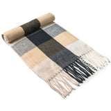 Alpine Swiss Mens Scarf Soft Knit Winter Scarves Plaid Striped or Solid Neck – Beige Plaid