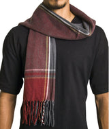 Alpine Swiss Mens Scarf Soft Knit Winter Scarves Plaid Striped or Solid Neck – Maroon Plaid