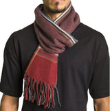 Alpine Swiss Mens Scarf Soft Knit Winter Scarves Plaid Striped or Solid Neck – Maroon Plaid