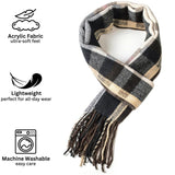 Alpine Swiss Mens Scarf Soft Knit Winter Scarves Plaid Striped or Solid Neck – Brown Navy