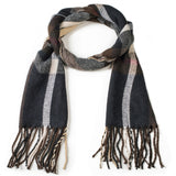 Alpine Swiss Mens Scarf Soft Knit Winter Scarves Plaid Striped or Solid Neck – Brown Navy