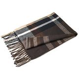 Alpine Swiss Mens Scarf Soft Knit Winter Scarves Plaid Striped or Solid Neck – Brown Navy