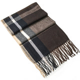 Alpine Swiss Mens Scarf Soft Knit Winter Scarves Plaid Striped or Solid Neck – Brown Navy